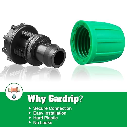 Gardrip Drip Irrigation 1/2" End Cap Fittings：1/2 Inch Drip Line Lock Barbed End Plug Connectors for Drip Irrigation Tubing (1/2" ID x 0.640" OD) Anti-Drop Drip Irrigation Parts (12 Pieces)