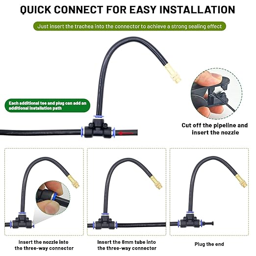 Thiswing 360° Adjustable Drip Irrigation System - 100 FT Garden Watering System with 32 Nozzles, Raised Bed Sprinkler Irrigation System, Garden Mister for Yard, Lawn, Plants, 5/16" Tubing