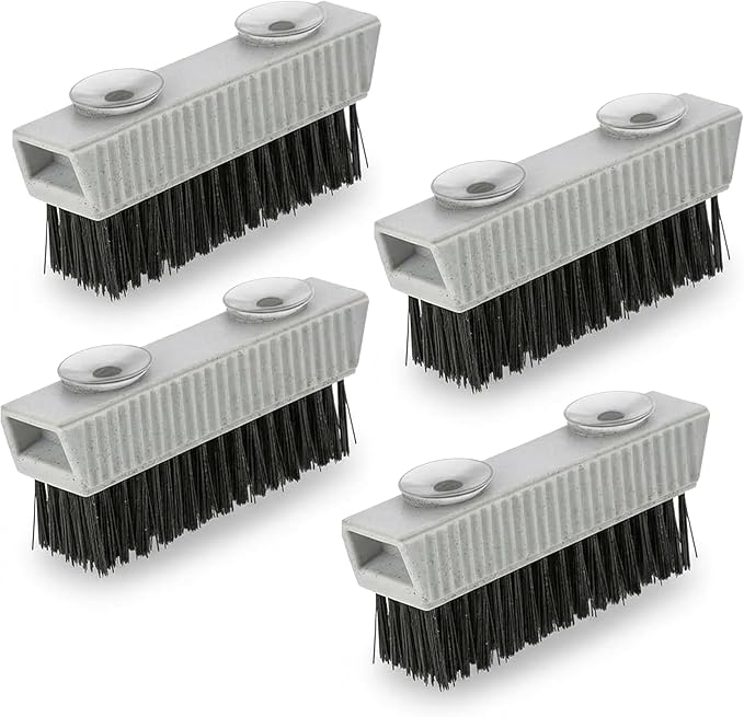 Grip Clean Nail Brush for Cleaning Fingernails – Heavy Duty Nail Brush with Extra Stiff Bristles - Fingernail Brush & Nail Scrubber Brush with Suction Cup Backing for Men & Women - 4 Pack