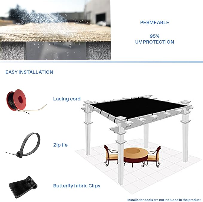 E&K Sunrise 8' x 50' Sun Shade Fabric Roll Outdoor Sun Shade Cloth Pergola Cover for Backyard Garden Patio Deck Greenhouse (Beige)