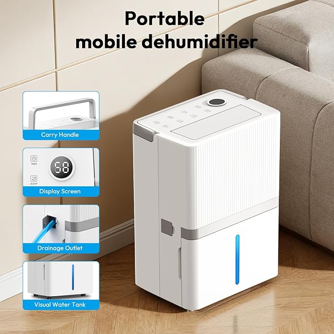 HUMILABS 5000 Sq.Ft Dehumidifier for Basement and Home, 75 Pints Dehumidifier with Drain Hose, Smart Humidity Control, 24H-Timer, for Bedroom, Bathroom, Large Room