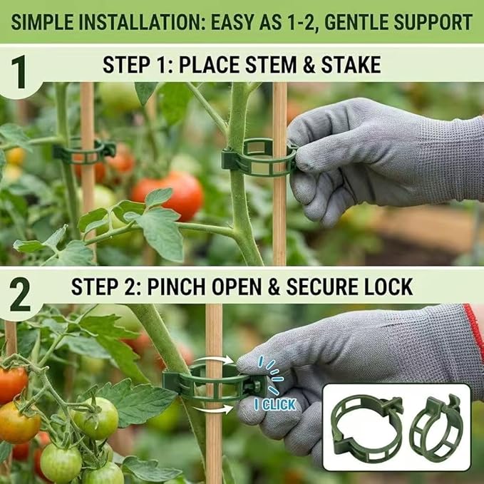 300 pcs Plant Support Clips, Reusable Plastic Garden Clips for Climbing Plants, Trellis Clips for Tomato, Grape Vine and Vegetable Plant Fixing (300, White)