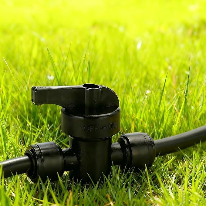 10 Pack 1/4" Drip Irrigation Shut Off Valve - Quick Connect On/Off Control Valve, Leak-Proof for 1/4" Tubing, Sprinkler, Garden & Farm Irrigation Systems