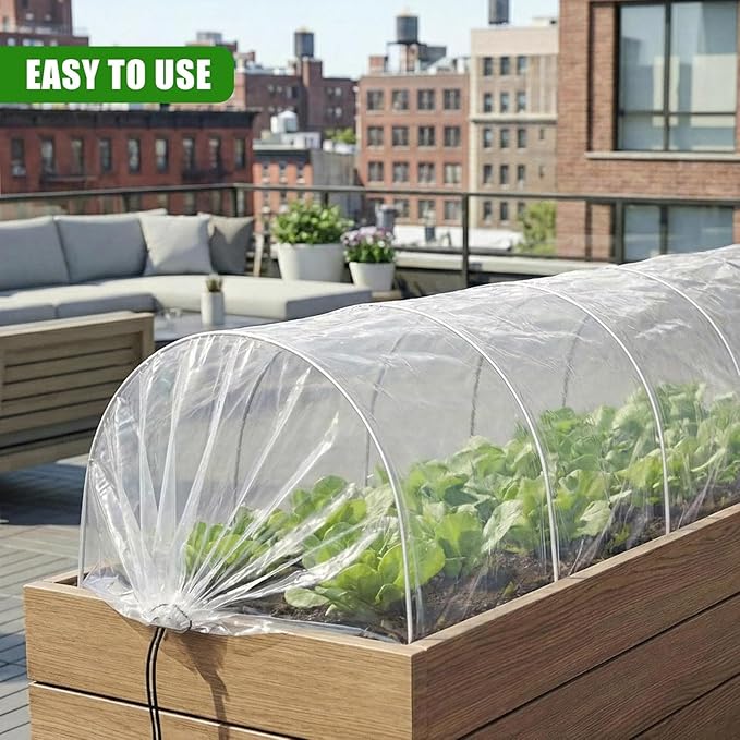 10ft Portable Greenhouse Protection from Sun Heat,Garden Tunnel Shade Net Cover with Quick-Release Technology,Row Covers for Vegetables Plant Cover from Sun(PE Film,2 Packs)