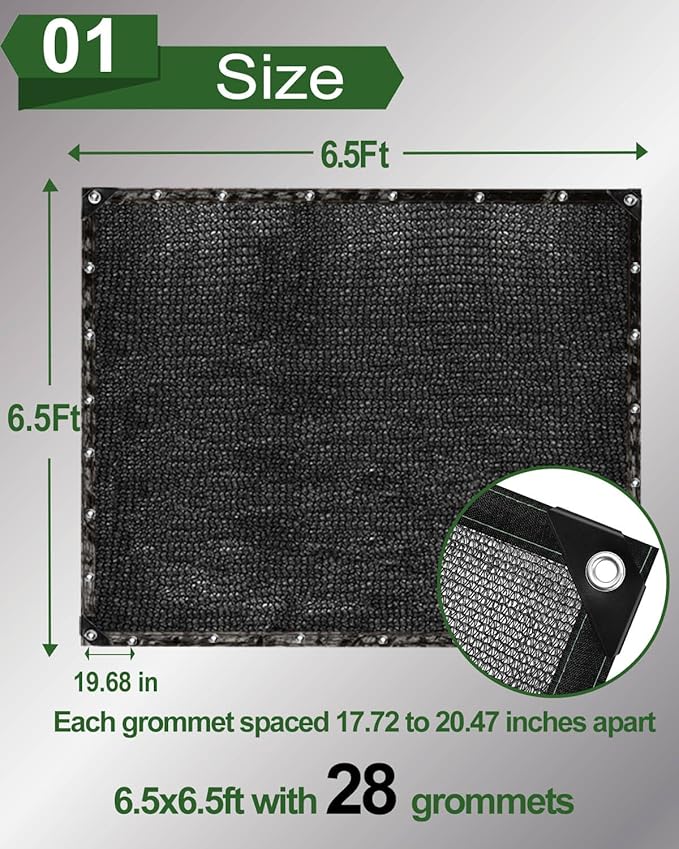 vensovo 40% Sunblock Shade Cloth Net Black Resistant - 6.5x6.5 Ft Garden Shade Mesh for Plant Cover, Greenhouse, Chicken Coop, Kennels, Tomatoes Plants