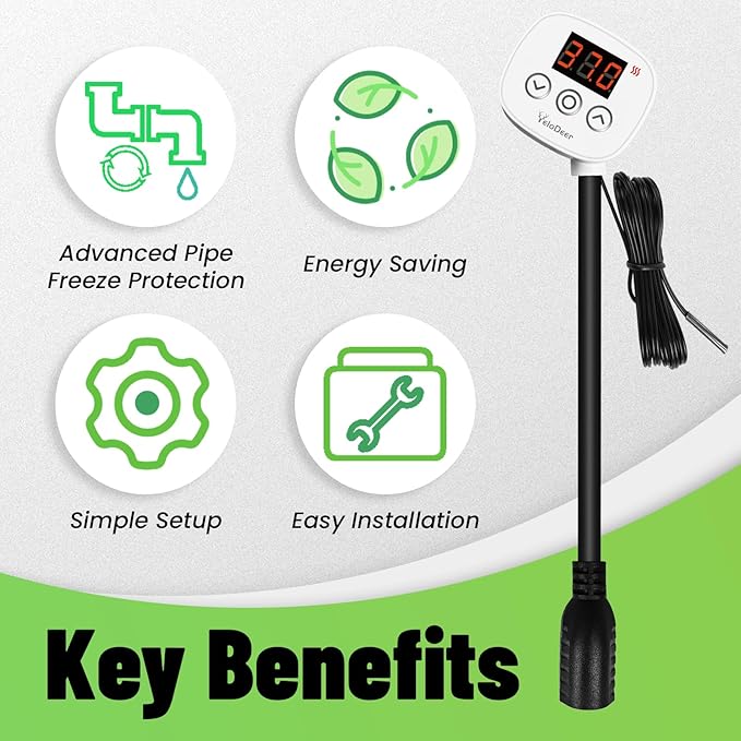 Digital Temperature Controller Outlet, Plug in Thermostat Switch 34-140°F, Timer Range 0h-10h,for Pipe Heating Reptile Greenhouse Aquarium Brewing Seedling Breeding and Hatching 110-120V 10A