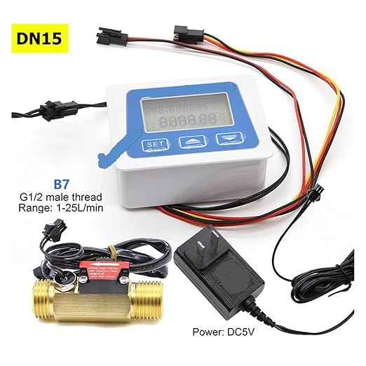 Smart Digital Water Flow Meter Set LCD Flow Rate Monitor Inline Electronic Flow Sensor with Temperature Display G1 G1/2 G3/4