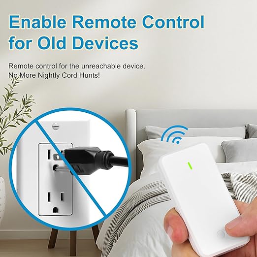 NineLeaf Wireless Remote Wall Switch and Outlet, Remote Control Outlet Light Switch for Lamps, Fans, Expandable, 15A/1875W, 500ft RF Range, TUV Listed (3 Remotes and 2 Outlets)