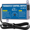 Attic Thermostat, Adjustable Temperature Controller for Attic Fan, with Overload Protection and Outlet, Plug-and-Play Exhaust Fan Thermostat for Greenhouse, Workshop, Garage