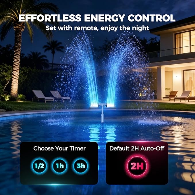 Klleyna Patented Swimming Pool Fountain with Lights - for Above&In-Ground Pools, Pool Waterfall with 7 Color LED Lights, Extend Pipe Water Cooler Sprinkler Sprayer Summer Party Decor (D- Led Light)