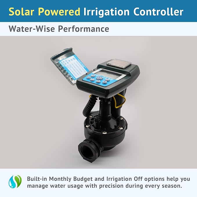 DIG ECO1ILV.075 Single Station Solar Powered Irrigation Controller W/Rain Sensor Connections Mounted on a 3/4" FNPT Inline Valve