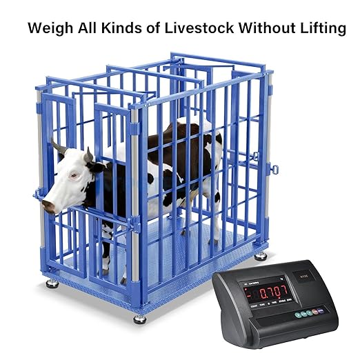 Livestock Scale 10000lbs Capacity | Precision Farm Animal Scales for Weighing | Digital Weighing Machine with 4 Two-Ton Sensors & Junction Box | Veterinary Scale for Goat, Pig, Cattle Sheep Horse