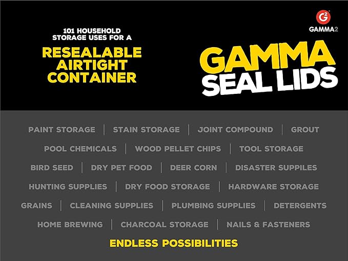 Gamma2 Gamma Seal Lid for Utility Buckets - Fits 3.5, 5, 6 & 7 gallon buckets, White, Made in USA