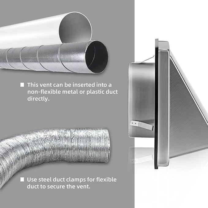 FRESH SPEED 6 Inch Dryer Vent Cover Outside Stainless Steel Wall Vent with Removable Cover and Bird Screen Mesh