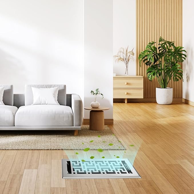 Floor Register 4x10 Inches - 3 Pack Heavy Duty Walkable Steel Floor Vents Easy Adjust Air Supply Lever Decorative Floor Vent Covers for Home Floor/Room/Sidewalk