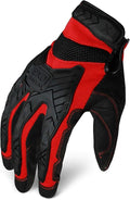 Ironclad EXO Motor Impact Glove; Work Gloves, TPR Impact Protection, (1 Pair), EXO2-MIGR-04-L,Black & Red