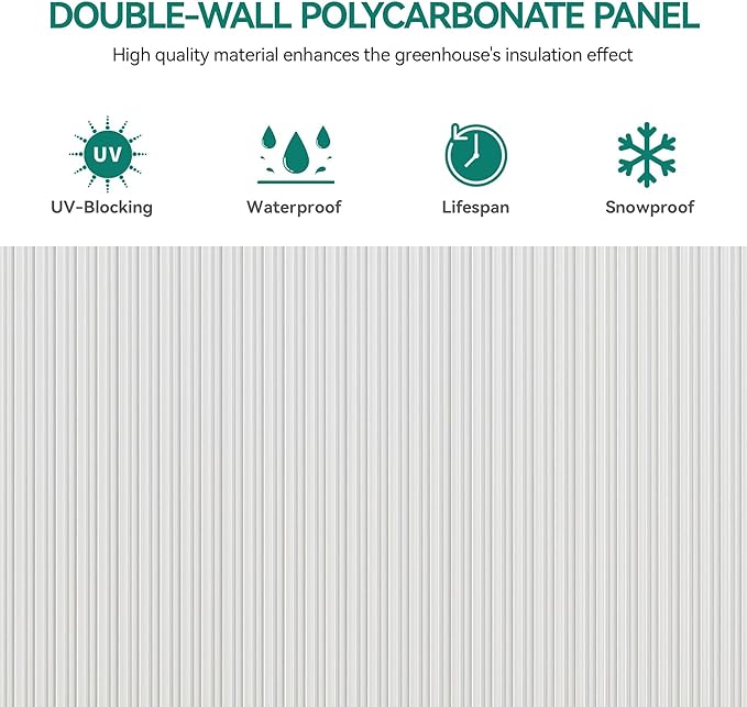 YITAHOME 16x6FT Polycarbonate Greenhouse for Outdoors, Large Heavy Duty Aluminum Greenhouses with Sliding Doors and Vent Window, Walk-in Greenhouse for Garden Backyard, Simple Setup, Silver