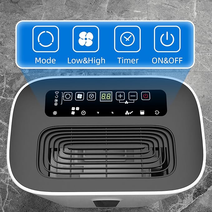 5,000 Sq.Ft 2025 Dehumidifier 80 Pint/Day Dehumidifier for Basement, Bedroom, Home, Bathroom, Smart Compressor Dehumidifier with Drain Hose, Intelligent Humidistat 24H Timer,Child Lock,Defrost,Silent