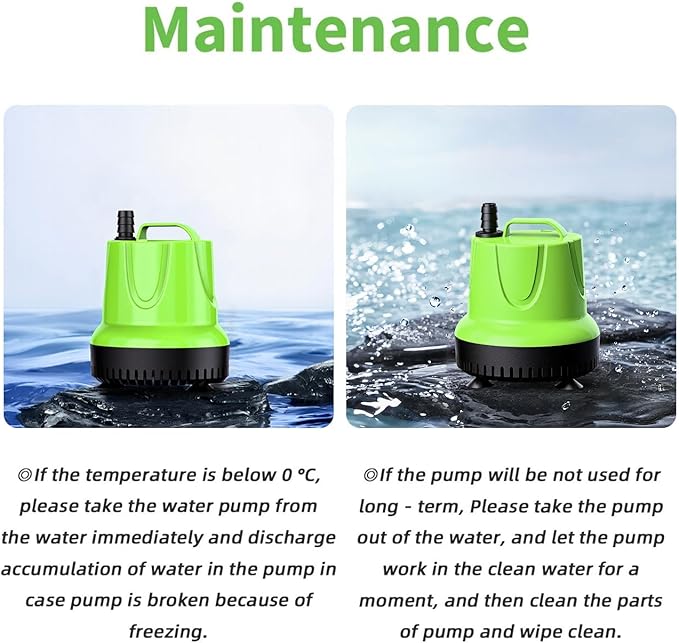 FREESEA Fountain Submersible Water Pump: 160 GPH 12W Small Sump Pump for Outdoor Pond Hydroponic Statuary Waterfall Aquarium Fish Tank