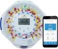 EziMedPil Smart WiFi Pill Dispenser w/Sound&Light Alerts,up to 9 Alarms/Daily,Easy Setup on WiFi Monitoring SmartLife App,28-Day Medication Organizer w/Lock Key for Prescriptions & Vitamins,Clear Lid