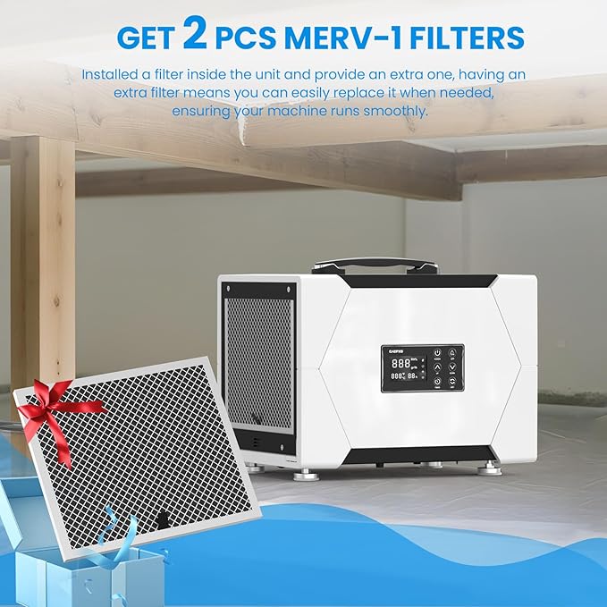 CADPXS Crawl Space Dehumidifier with Drain Hose, 80 Pint Commercial Dehumidifier for Basement, Home Use, Water Damage, Auto Defrost, Memory Start, cETL, Up to 1000 Sq Ft, 5 Years Limited Warranty