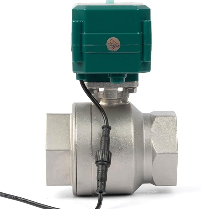 U.S. Solid 2" Smart Motorized Ball Valve - Remote App Mobile Control NSF Certified 304SS Electrical Ball Valve with Manual Switch, 5V DC USB Connection