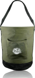 Graintex Tapered Canvas Bucket 12"x10"x15", Utility Tool Bucket One Inside Pocket, Reinforced Base & Carry Handle, Ripstop Canvas - Hunter Green