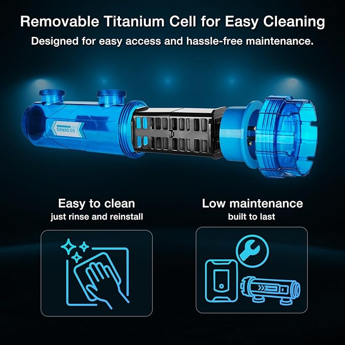 Saltwater Pool Chlorinator System with Built-in Timer & Removable Titanium Cell, 2 Year Limited Warranty, Heavy Duty Salt Chlorine Generator for In-Ground Pools up to 37,000 Gallons