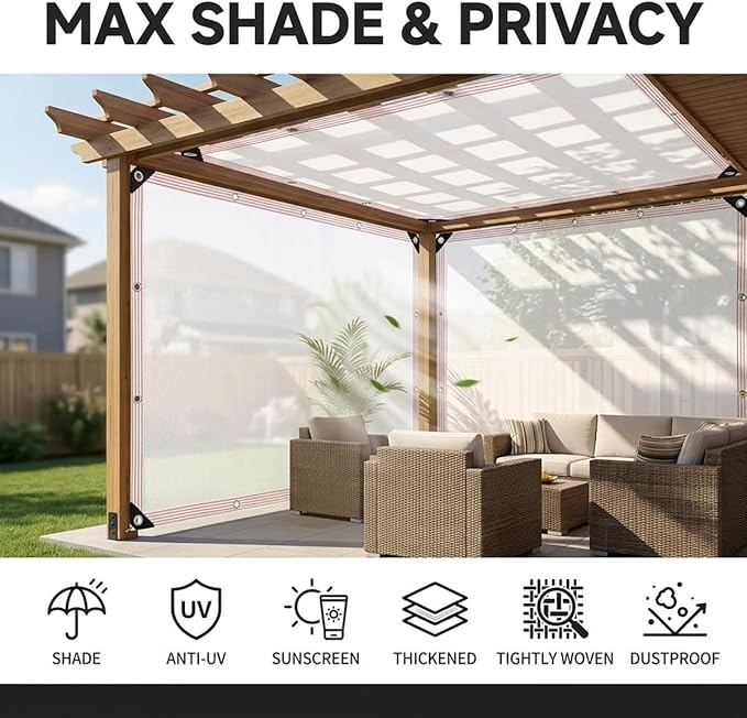 White Shade Cloth for Garden, 90% Mesh Tarp Heavy Duty with Grommets Sun Shade Cloth for Greenhouse, Plants Cover, Patio and Chicken Coops, White Shade Net for Outdoor UV Resistant(10x30ft)