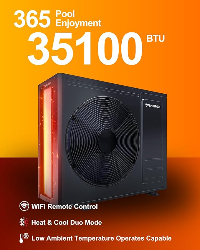Smart Electric Pool Heater for Above and Inground Pools up to 9000 Gals, 35100BTU Pool Heat Pump with Cooling&Heating Mode, Control via WiFi, Titanium Heat Exchanger, 240V, V10