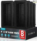 VOISEN Floor Register 4x10, 8 Pack Black Floor Vent Covers, Heavy Duty Steel Walkable Floor Vents,Vent Covers for Home Floor