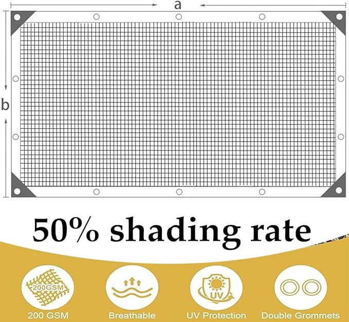 White Shade Cloth for Garden, 50% Mesh Tarp with Grommets Sun Shade Cloth for Greenhouse, Plants Cover, Patio and Chicken Coops, White Shade Net for Outdoor UV Resistant(3x20FT)