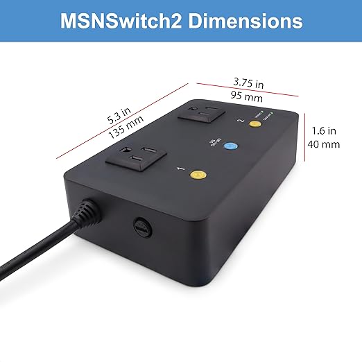 MSNSwitch2 Internet Enabled IP Remote Power Switch with Reboot - Control via Smartphone App, Cloud Service, Web Browser or API - 2 Independent AC Power Outlets (Model UIS-722T) (TAA Compliant)