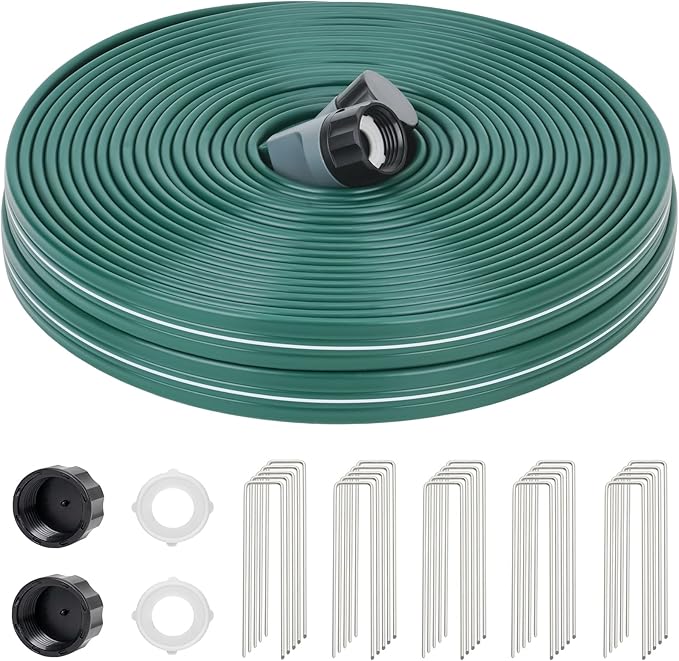 Sprinkler Soaker Hose 75ft for Garden Lawn, Watering Pipe with Holes, High-Efficiency Water-Saving Garden Irrigation System, Drip Hose Sprinkler