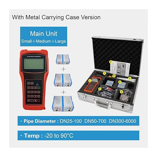 Handheld Flow Meter Portable Clamp-On Flow Measuring Device with Display(Main Unit SML3 Set)