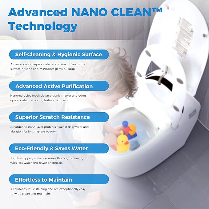 Smart Toilet Instant Warm Water, Heated Seat, Auto Open/Close, Pump-assited Powerful Auto Flush，Self Cleaning Nozzle, Water Filter, ADA Comfort Height, Night Light, Air Dryer,Built In Tank & Bidet