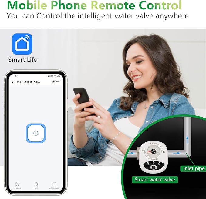 Wengart Smart Valve,USB5VDC,3/4‘’ eWeLink App,2.4GHZ,Control the Opening and Closing of Water Valves and Electric Gas Valves,Compatible with Alexa and Google Assistant
