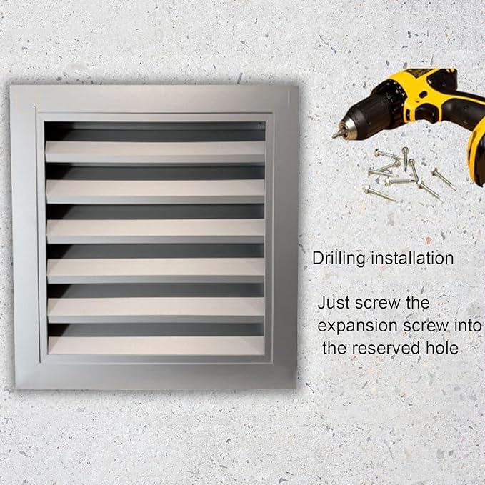 Return Air Grill, Stainless Steel Ventilation Grille, Indoor Outdoor Air Diffuser, Can Be Opened 90° Louver Gable Vent for Bathroom Houses(100x100cm/39.4x39.4in)