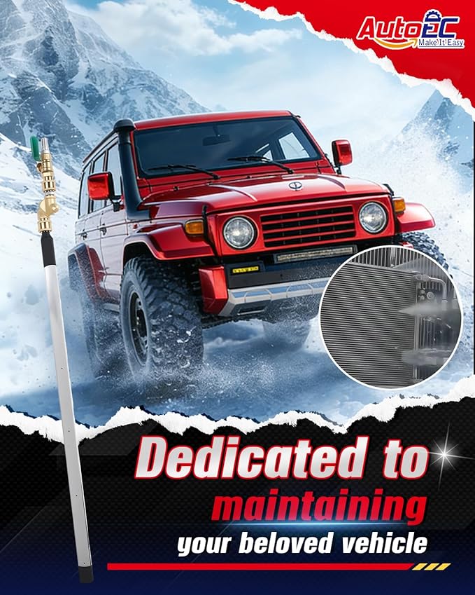 AutoEC Radiator Cleaning Wand, 40" & 24" Water Air Radiator Cleaner, 4500 PSI Stainless Steel Water Air Cleaning Wands for Cars, 180° Swivel Joint & Brush for Trucks, Medium Heavy Equipment