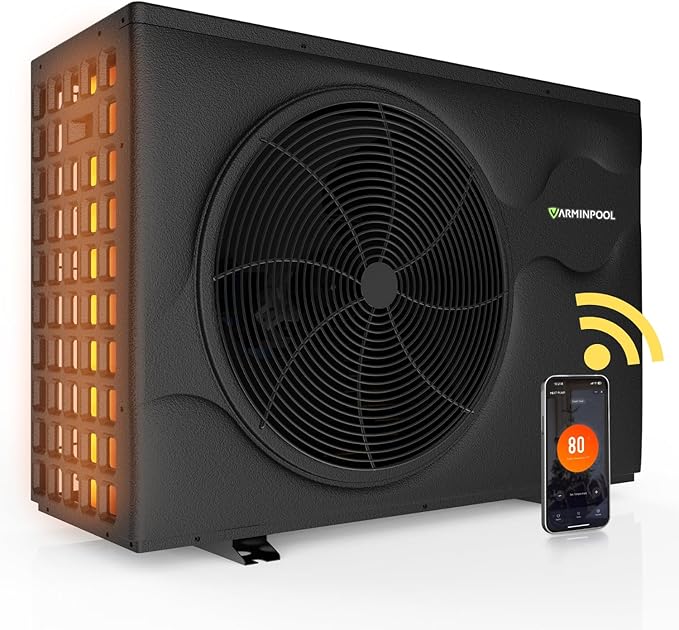 Pro Invert 65000BTU Electric Pool Heat Pump for 20,000 Gallon Above and Inground Pools, Inverter Smart Electric Pool Heater with WiFi, Timer Function, Heating & Cooling Modes, 220V, V18 Pro