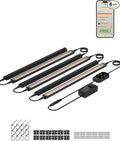 GLOWRIUM Smart Grow Lights for Indoor Plants with APP, Full Spectrum Grow Lights for Seed Starting, G6 Plant Light Strip with auto Timer, 3 Angle dimming Levels for Plant Shelf, 6-Pack (Black, 48W)