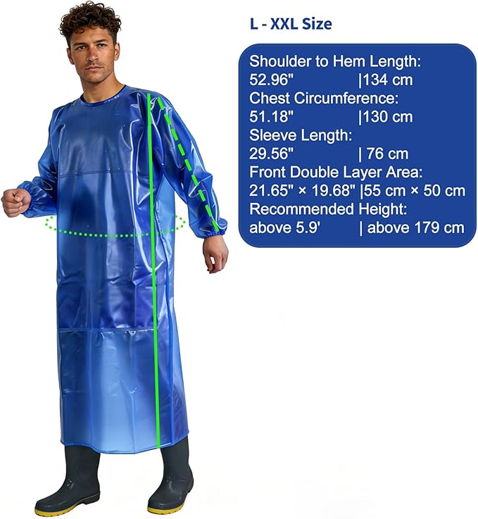 SUJAN Apron with Sleeves Splash Suit Waterproof Smock Chemical Resistant Safety Aprons Coverall