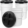 ePackageSupply 5 Gallon Bucket - Food Grade Bucket with Airtight Gamma Seal Screw-On Lid, BPA-Free, Heavy-Duty 90 Mil HDPE Plastic, Bulk Storage, Durable Container, Made in USA, White/Black, 3 Packs