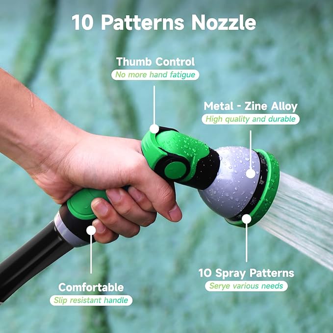 Watflow 3/4"Water Flow Meter with Water Nozzle Kit,4 Modes Change, Measure Gallon/Liter Consumption for Garden Hose, RV Water Tank, Lawn Sprinkler, and Nozzle Sprayer