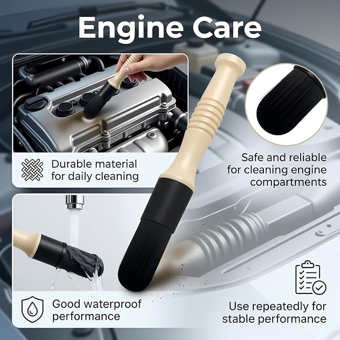 Car Parts Cleaning Brush,Long Handle & Stiff Bristles Parts Washer Brush for Daily Care,Versatile Car Detailing Brushes for Cleaning Wheel Bearing/Engine Part/Cars Interior Exterior