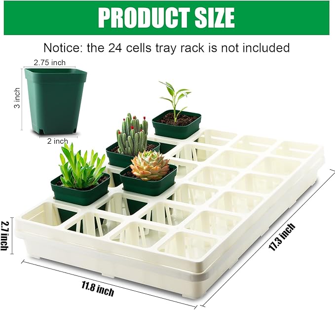 RooTrimmer 5 Pack Nursery Pot Tray, Carrying and Holding Plant Tray for Pot 24 Cell Carrying Holder Drainage Watering Plant Tray (White)