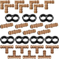 Boao 1/2 Inch Drip Irrigation Fittings 28 Pcs Barbed Connectors Tubing Kit Irrigation Parts Barbed Connectors Including 7 Tees 7 Couplings 7 Elbows and 7 End Cap for Drip or Sprinkler Systems