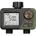 Diivoo Sprinkler Timer 2 Zone, Programmable Water Hose Timer 2 Outlet for Garden, Outdoor Automatic Irrigation System IPX5 Waterproof with Rain Delay/Manual for Lawn, Yard, Pool