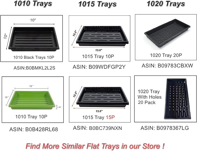 RooTrimmer 10 Pack 1020 Trays, Extra Thick Heavy Duty Seed Starting Trays - No Holes, No Leak, Reusable Propagation Flats for Microgreens, Seedlings, Plant Germination, Fodder and Transplant
