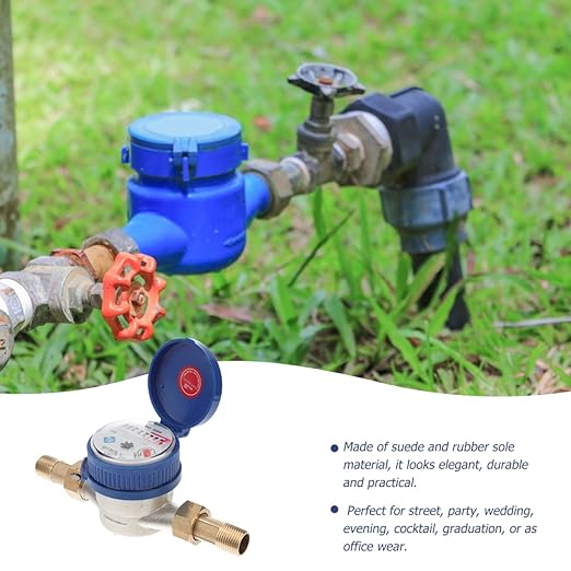 Hemobllo Water Meter Water Flow Meter Cold Water Meter for Garden and Home Use, Measures in Cubic Meter, DN15, 1/2" NPT Couplings